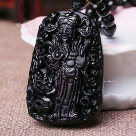 Obsidian Necklace Pendant With Rope