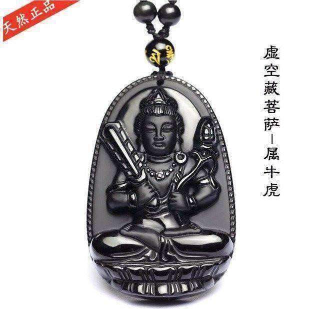 Natural Black Obsidian Carved Buddha Lucky Amulet