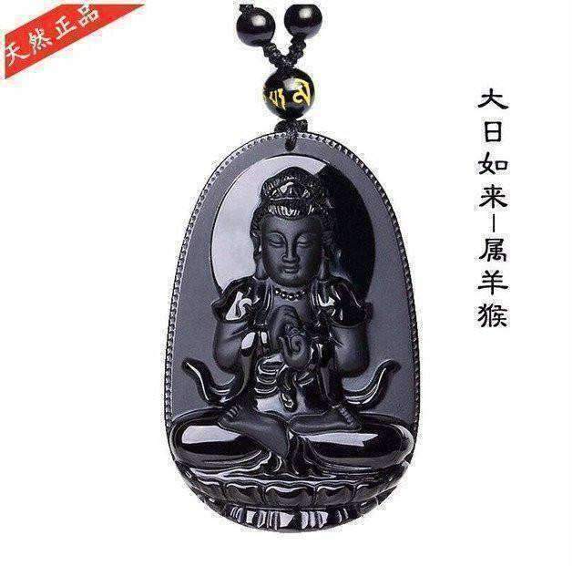 Natural Black Obsidian Carved Buddha Lucky Amulet